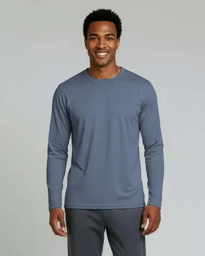 Vista 2 de Real Essentials Paquete de 3 y 5 Camiseta de manga larga atlética de secado rápido para hombre UPF SPF UV Sun (disponible en tallas grandes y altas)