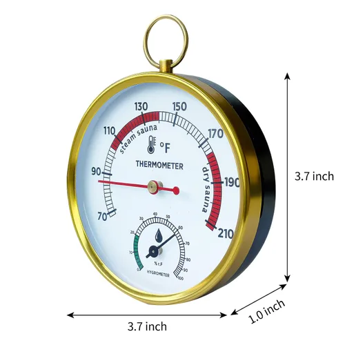 Vista 5 de Termómetro de sauna Fahrenheit e higrómetro, cordón mejorado montado para caja de sauna de vapor portátil, ideal