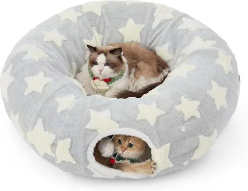 Vista 10 de Lesure Donut - Linda cama de túnel para gatos jacquard, grande, juguetes Arco Rosa Taffy