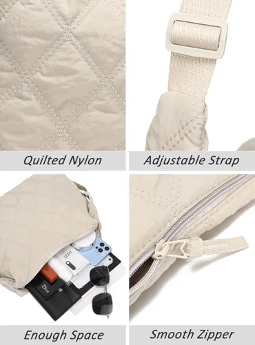 Vista 4 de YIKOEE Bolso cruzado de nailon acolchado para mujer, bolsa ligera acolchada