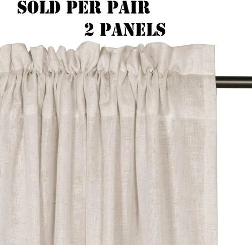 Vista 2 de H.VERSAILTEX Cortinas texturizadas de lino con filtro de luz para sala de estar, tratamiento de ventanas, cortinas naturales y duraderas