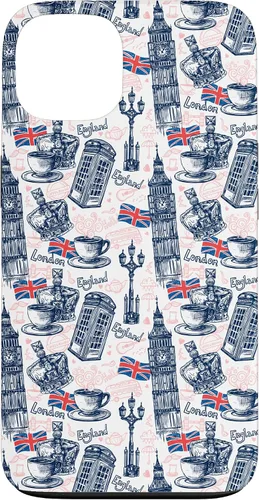 Vista 7 de Funda para iPhone 16 London con Big Ben, Booth, Union Jack, funda de té inglés