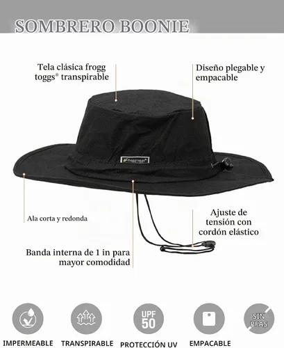 Vista 2 de FROGG TOGGS Boonie Hat - Sombrero de pesca que ofrece protección solar impermeable, transpirable UPF 50, UV protection
