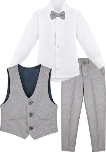 Vista 4 de Lilax Traje formal para niños de 4 piezas, chaleco, pantalones y corbata