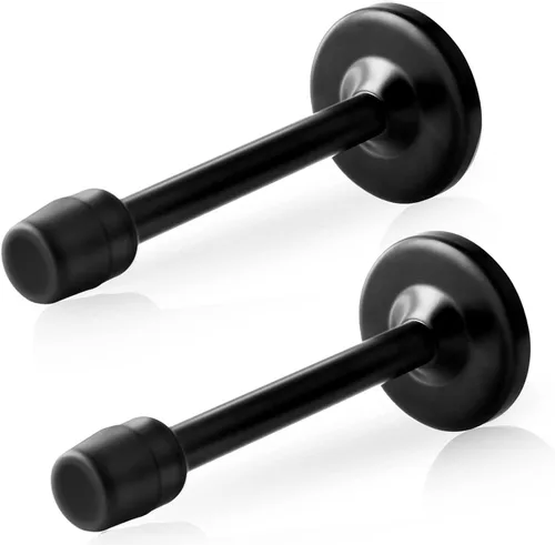 Vista 9 de KOLAKO Tope de puerta, tope de puerta negro de 4 pulgadas para la parte inferior de la puerta, montaje en pared de acero inoxidable cepillado a