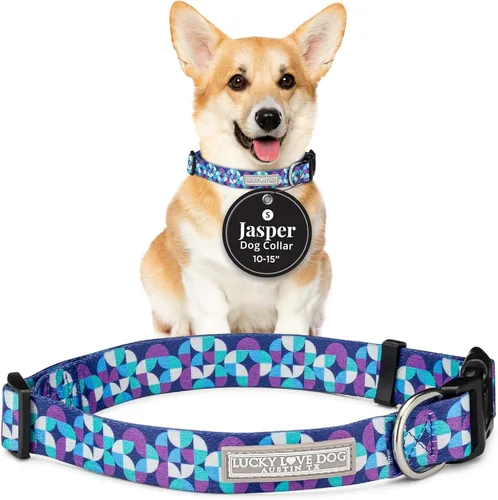 Vista 53 de Lucky Love Dog - Collar de perro ajustable con hebilla de fácil clic para los pequeños, duradero y cómodo para perros machos y hembras, collar