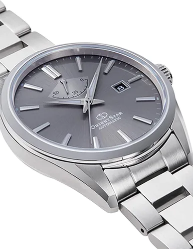 Vista 2 de Orient Star 'Basic' Reloj clásico de cristal de zafiro con esfera automática RE-AU0404N, gris rayos solares, Gris