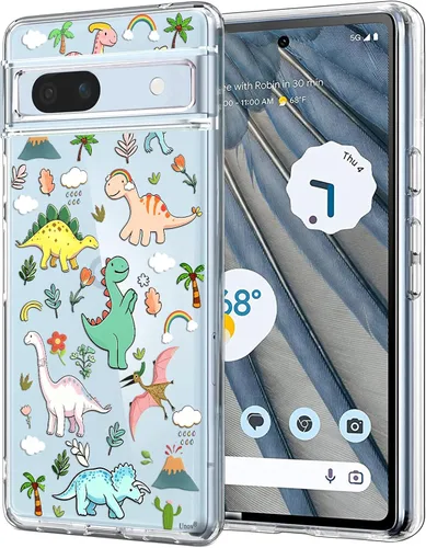 Vista 13 de Unov Funda para Pixel 7a, transparente con diseño, ajuste delgado, buen agarre, funda de teléfono en relieve, cubierta protectora a prueba