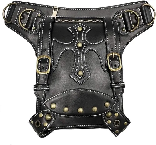 Vista 2 de Riñonera punk para mujer, bolsa de cintura táctica militar, pierna caída, brazo, muslo, bolsa para exteriores, bicicleta, motocicleta, ciclismo