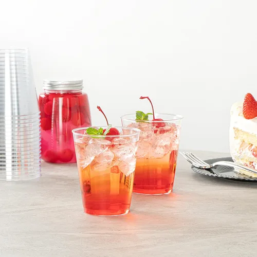 Vista 6 de Restaurantware RW Base - Vasos de fiesta de 8 onzas, 20 vasos de chupito desechables, con borde enrollado, vaso de cóctel de plástico transparente