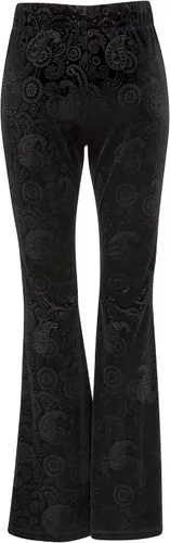 Vista 2 de Pantalones acampanados de satén de terciopelo negro para mujer