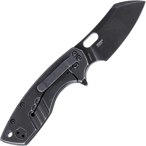 Vista 2 de CRKT Pilar II Cuchillo de Bolsillo Plegable Grande EDC: Portación Diaria, Hoja Negra, Apertura con Aleta, Seguro de Marco, Mango de Acero