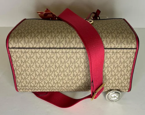Vista 5 de Michael Kors Travel MD - Bolsa de lona con gancho para bolso Michael Kors y bufanda delgada, Rosa Carmín, Duffle