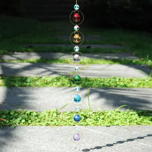 Vista 6 de Atrapasoles de cristal colgantes para ventanas, jardín, atrapasoles, bola de prisma arcoíris, atrapasoles hecho a mano