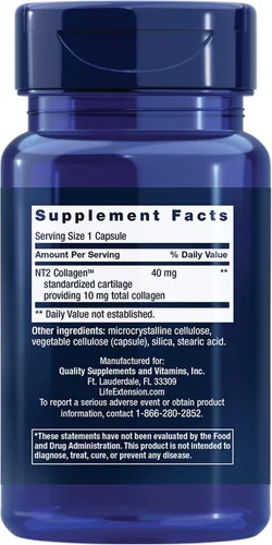 Vista 2 de Life Extension NT2 Collagen™, suplemento de salud articular para comodidad y movilidad de las articulaciones, sin gluten, sin OMG, 1 diario, 60