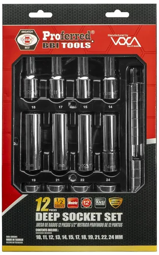 Vista 4 de Proferred S09201 Juego de llaves métricas estándar de 1/2", 15 piezas, 12 puntos