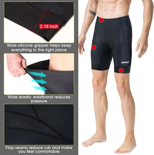 Vista 4 de Souke Sports Pantalones cortos acolchados de ciclismo para hombre pantalones cortos de ciclismo cómodos para ciclismo de carretera con bolsillo
