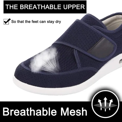 Vista 4 de Elitechoice Zapatos para diabéticos para hombres, zapatos para diabéticos de ancho ancho, cierre ajustable, ligeros, transpirables, pies hinchados