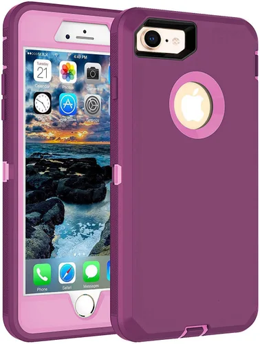 Vista 9 de MXX Funda resistente para iPhone 8 con protector de pantalla [sin clip para cinturón] [3 en 1 capas de protección] cubierta de protección de goma