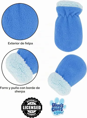 Vista 5 de Nick Boys' Winter Hat and Mitten Set, Blue's Clues Toddler Beanie for Kids Ages 2-4 Tejido azul con forro polar