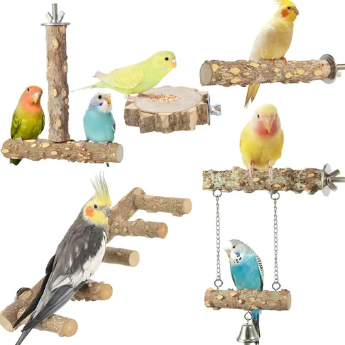 Vista 9 de Escalera de loro para pájaros, perca para jaula, puente de madera para pájaros, soportes para ejercicio, loro que escala, juguetes para masticar