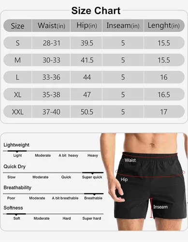 Vista 6 de Aolesy Pantalones cortos de gimnasio para hombre, de secado rápido, de 5 pulgadas, con bolsillos con cremallera, pantalones cortos deportivos
