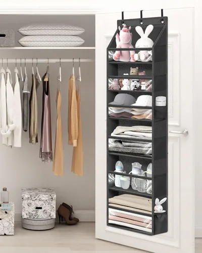 Vista 8 de STORAGE MANIAC Organizador para colgar sobre la puerta, organizador colgante de gran capacidad, bolsillos profundos transparentes detrás