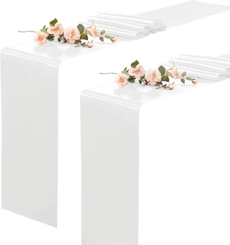 Vista 15 de Paquete de 2 caminos de mesa negros de 12 x 108 pulgadas, camino de mesa rectangular de seda satinada suave para bodas, banquetes, decoración
