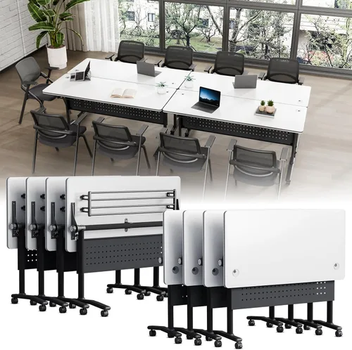 Vista 11 de Folding Conference Table with Wheels, Modular Foldable Conference Room Training Tables for Training Rooms, Flip Top Mobile Rolling Meeting Seminar