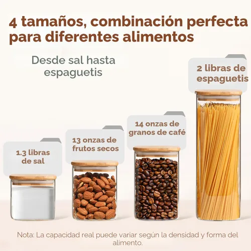 Vista 3 de ComSaf Recipientes de almacenamiento de alimentos con tapas herméticas, juego de 6, recipiente de vidrio transparente con tapa de sellado