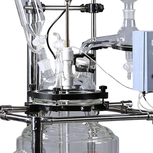 Vista 3 de HNZXIB Premium Lab - Reactor de vidrio con doble camisa 100L, 0-600 rpm (máximo 1300 rpm), agitación variable, par de 105.82 oz/cm, soporte