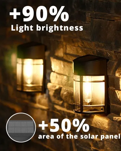 Vista 6 de Luces solares de valla, luces solares de cubierta mejoradas, luces solares impermeables para exteriores para pared, poste de patio, escalones, fácil