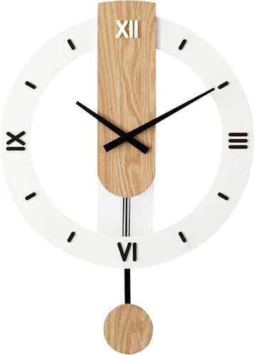 Vista 8 de Ergocar Reloj oscilante de madera, reloj colgante de madera con números romanos, adecuado para sala de estar, cocina, dormitorio, oficina