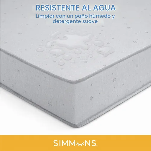 Vista 6 de Delta Children - Cama para niños pequeños Mickey Mouse 3D, azul + colchón de cuna de bebé de dos etapas Simmons Kids Silver Nights de doble cara