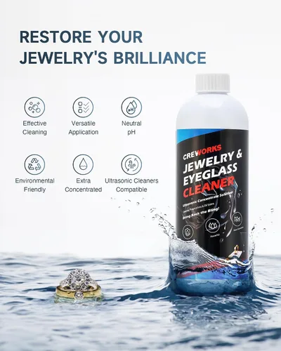 Vista 6 de CREWORKS Máquina profesional del limpiador ultrasónico 3L y solución del limpiador de la joyería de 17 fl oz dilución 1:40