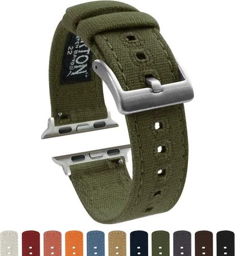 Vista 2 de BARTON WATCH BANDS - Bandas de reloj de lona compatibles con modelos de Apple Watch - 1, 2, 3, 4, 5, 6, 7, 8, 9, 10, SE, Ultra y Ultra 2 Available