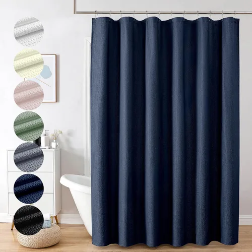 Vista 22 de OVZME Cortina de ducha de tela Berry Stall de 36 x 72 pulgadas, suave y gofre, pequeña cortina de ducha negra para baño con textura para un