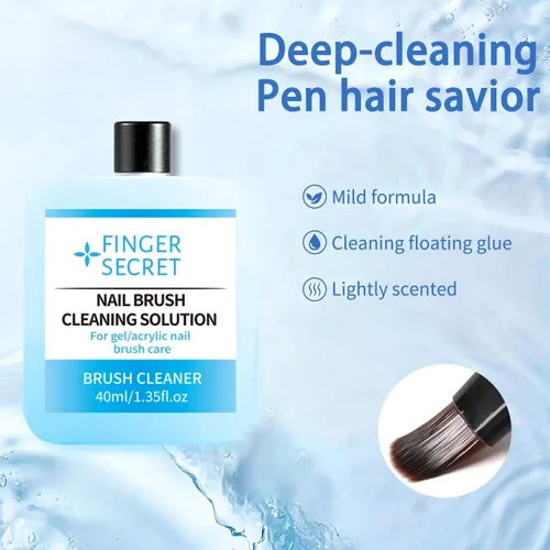 Vista 5 de Solución de limpieza de cepillos de uñas – 1.4 fl oz de acrílico para arte de uñas líquido limpiador para manicura, cepillo de uñas de limpieza