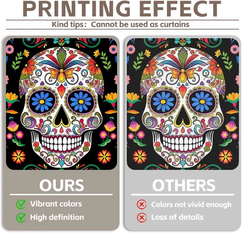 Vista 4 de Telón de fondo de tela para el Día de los Muertos, 96 x 60 pulgadas, fiesta mexicana, calavera de azúcar, flores, fondo de fotografía Dia DE Los