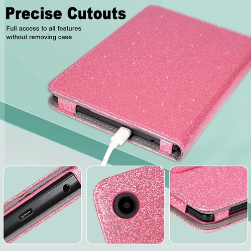 Vista 6 de Caweet Funda para TCL Tab 8 LE 9137W/WiFi 9132X/SE 6048E/Plus 9138S, rosa brillante