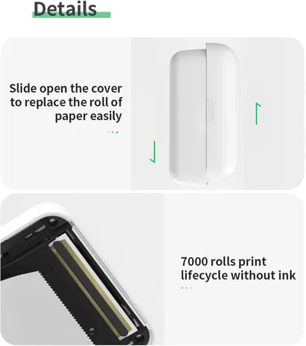 Vista 2 de Bisofice PeriPage Mini impresora, impresora térmica portátil para teléfono inteligente, mini impresora de calcomanías con Bluetooth inalámbrico