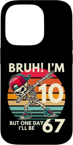 Vista 17 de Bruh I'm 10 But One-Day I'll Be 67 Retro 10th Birthday Kids Case for iPhone 17