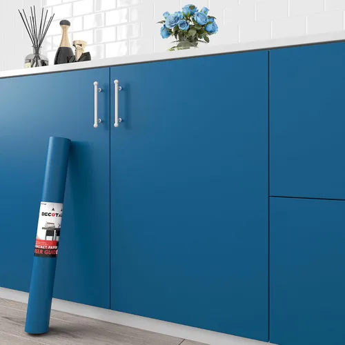 Vista 8 de Decotalk Papel adhesivo azul para encimeras, papel adhesivo azul marino, impermeable, para despegar y pegar, papel tapiz para gabinetes, papel tapiz