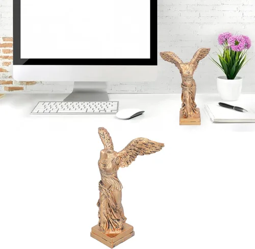 Vista 4 de Yosoo Estatua de la diosa de la victoria, escultura de diosa griega para oficina en casa, adorno de Esktop, regalo de cumpleaños (M-latón)