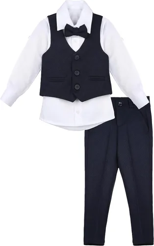 Vista 2 de Lilax Traje formal para niños de 4 piezas, chaleco, pantalones y corbata