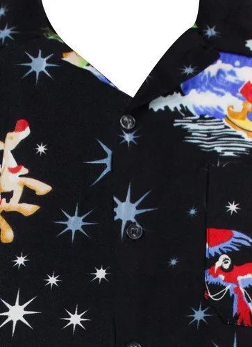 Vista 3 de KING KAMEHA - Camisas feas de Navidad para hombre, de manga corta con botones y estampado de pan de jengibre, estilo informal