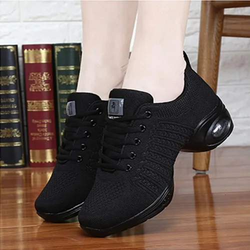 Vista 5 de KAEAEILSS Zapatos deportivos de jazz para mujer, con cordones, transpirables, con suela dividida, para deportes, caminar, bailar, suela gruesa