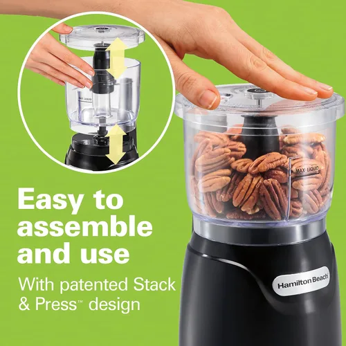 Vista 9 de Hamilton Beach - Picador eléctrico de verduras de 3 tazas y mini procesador de alimentos