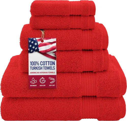 Vista 24 de Juego de toallas American Veteran Towel, de lujo, 6 piezas de algodón 100 % turco para máxima suavidad y absorción, para hotel y spa