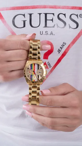 Vista 9 de GUESS Women's Stainless Steel Quartz Watch with Silicone Strap